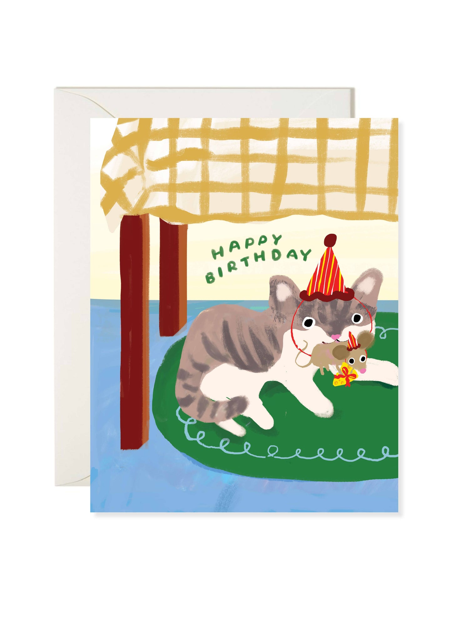 Cat Mouse Cheese Birthday Card