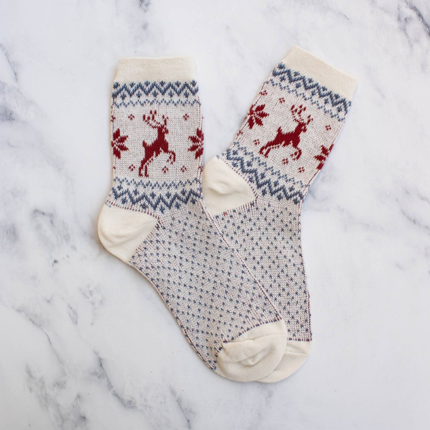 Women's Christmas Deer Socks | Ivory