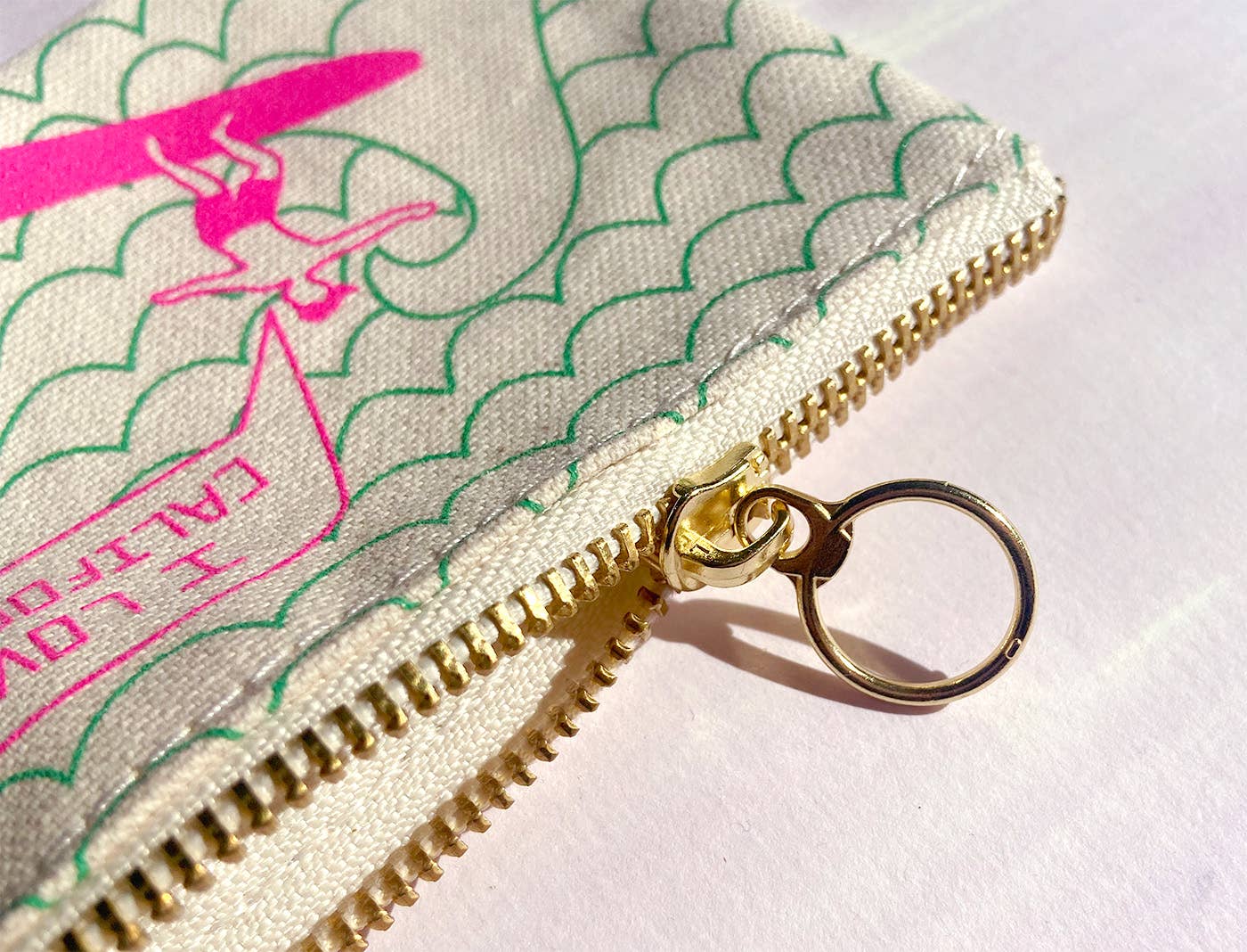 California Coin Pouch: Green/Pink