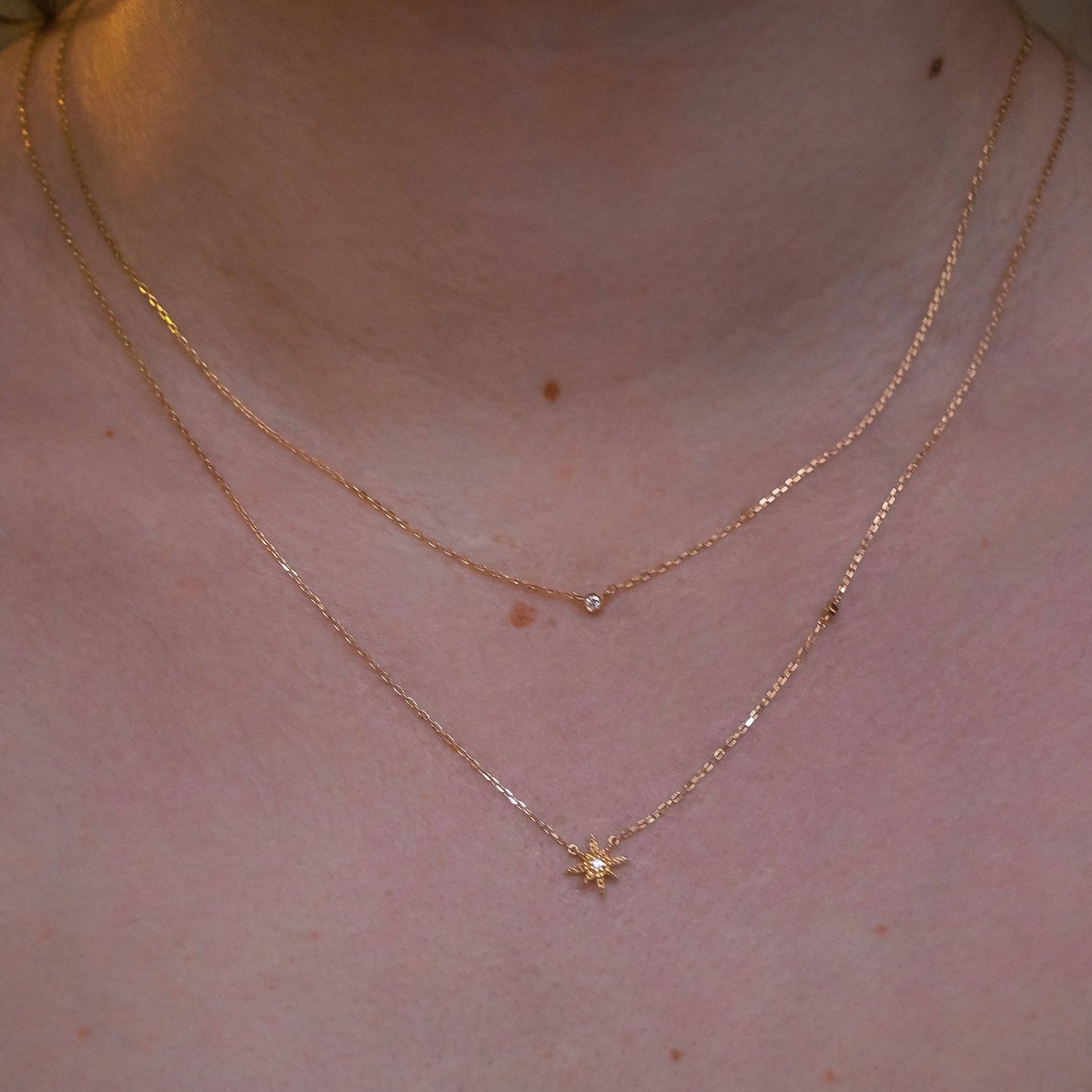 Diamond Stardust Pendant Necklace | Solid Gold