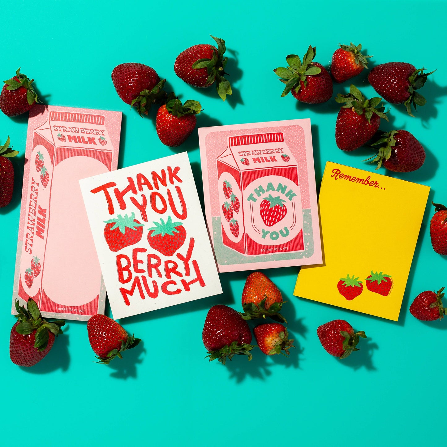 Strawberry Milk Thank You Card