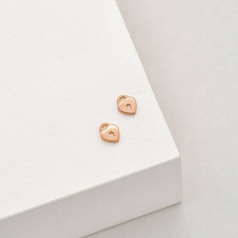 Love Lock Stud Earrings: Gold Plated Sterling Silver