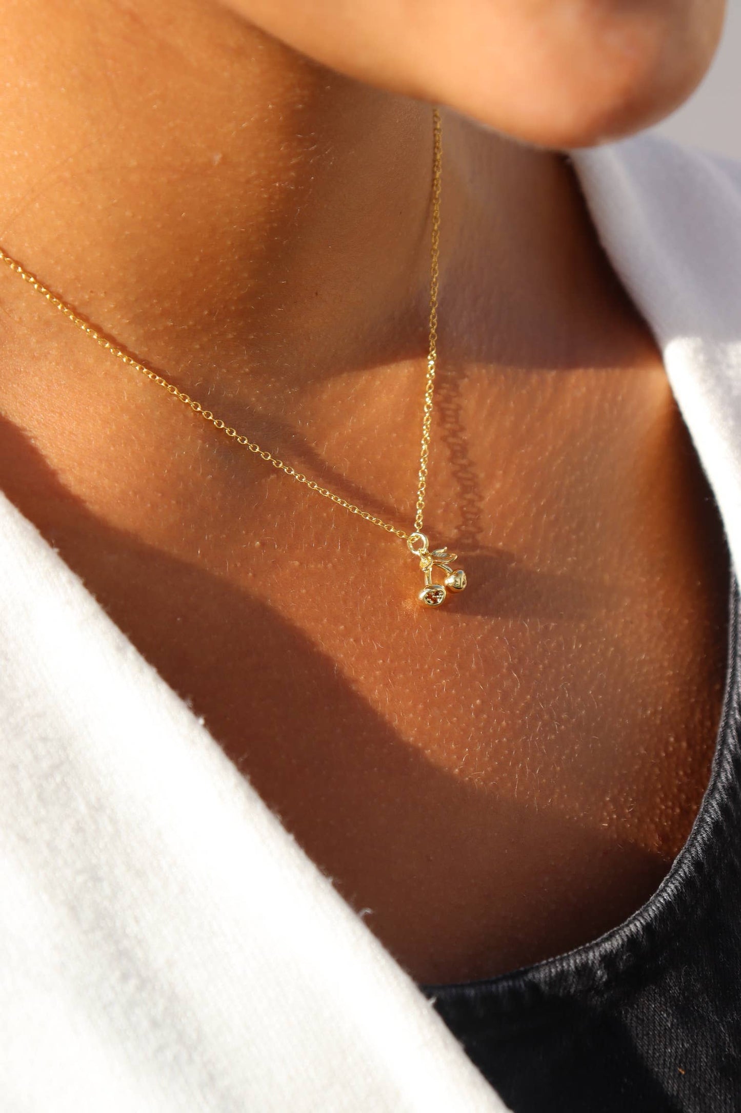 Cherry Charm Necklace | 14k Gold Fill Chain / 16"