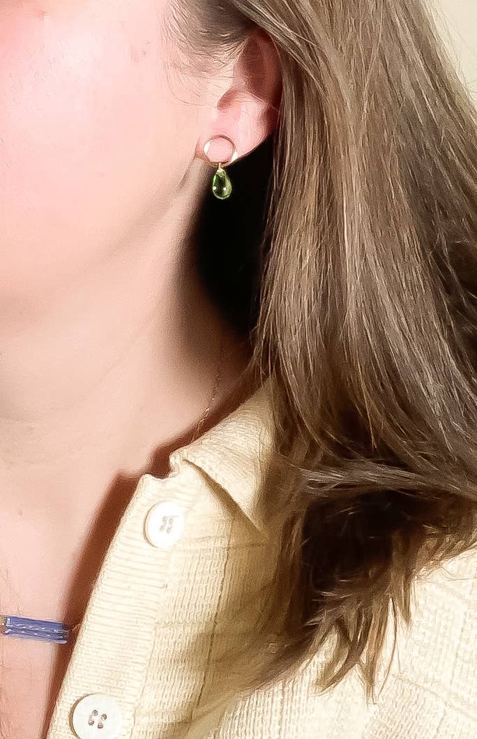 Peridot Glass Teardrop Studs