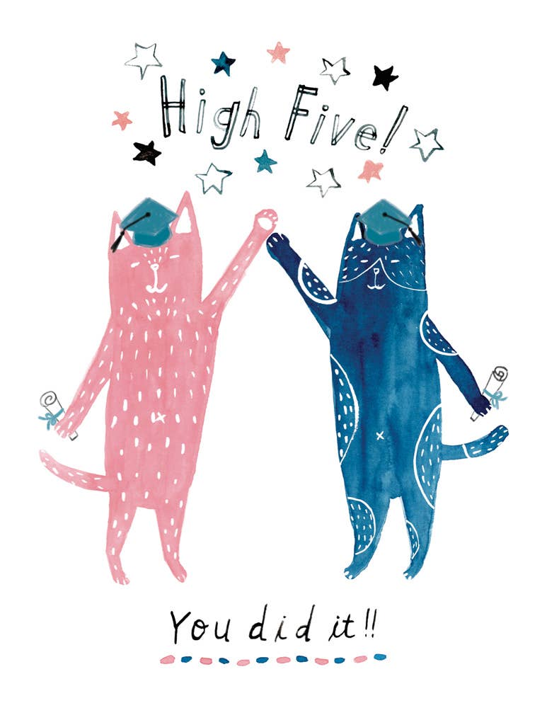 Cat High Five Graduation Greeting Card
