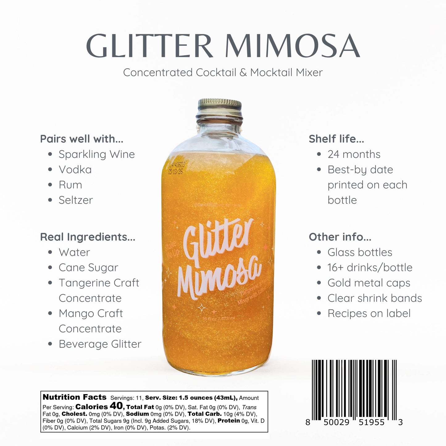 Glitter Mimosa Mixer 16 fl oz