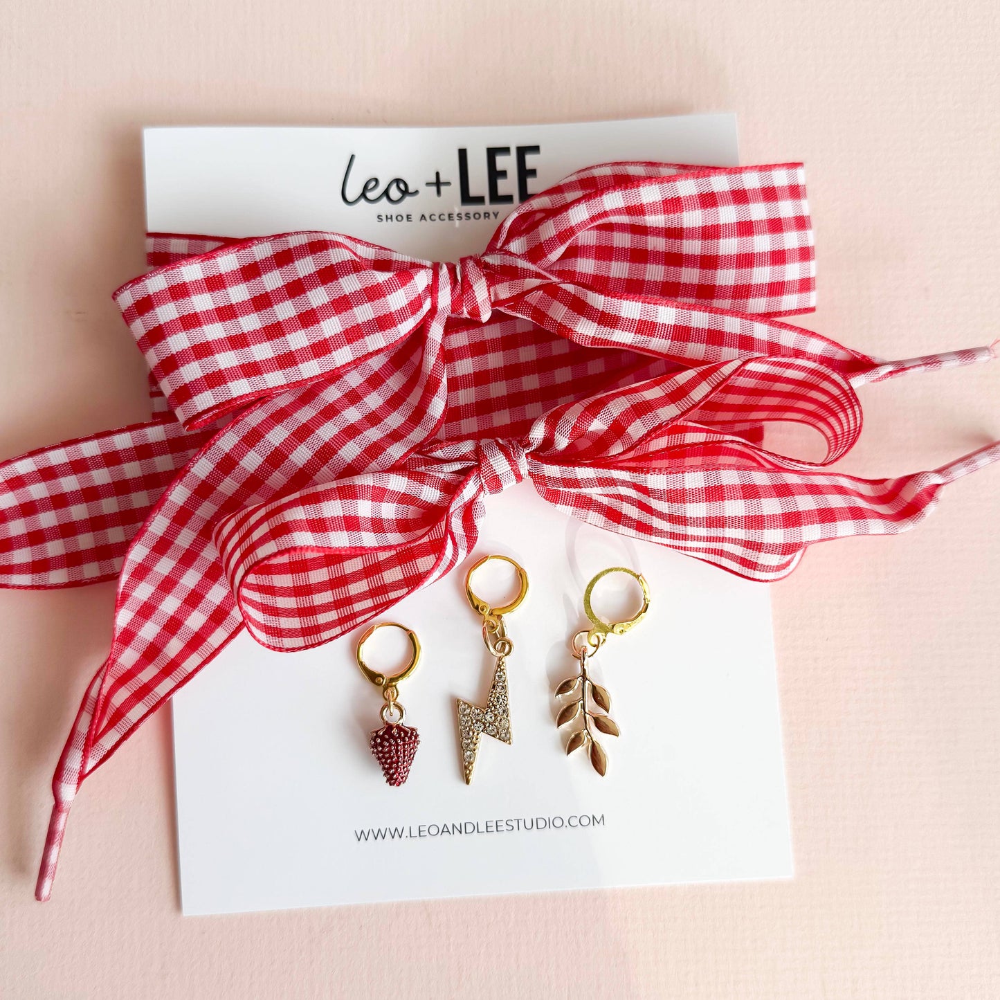 Sneaker Charms and Laces Set | Red Gingham Laces
