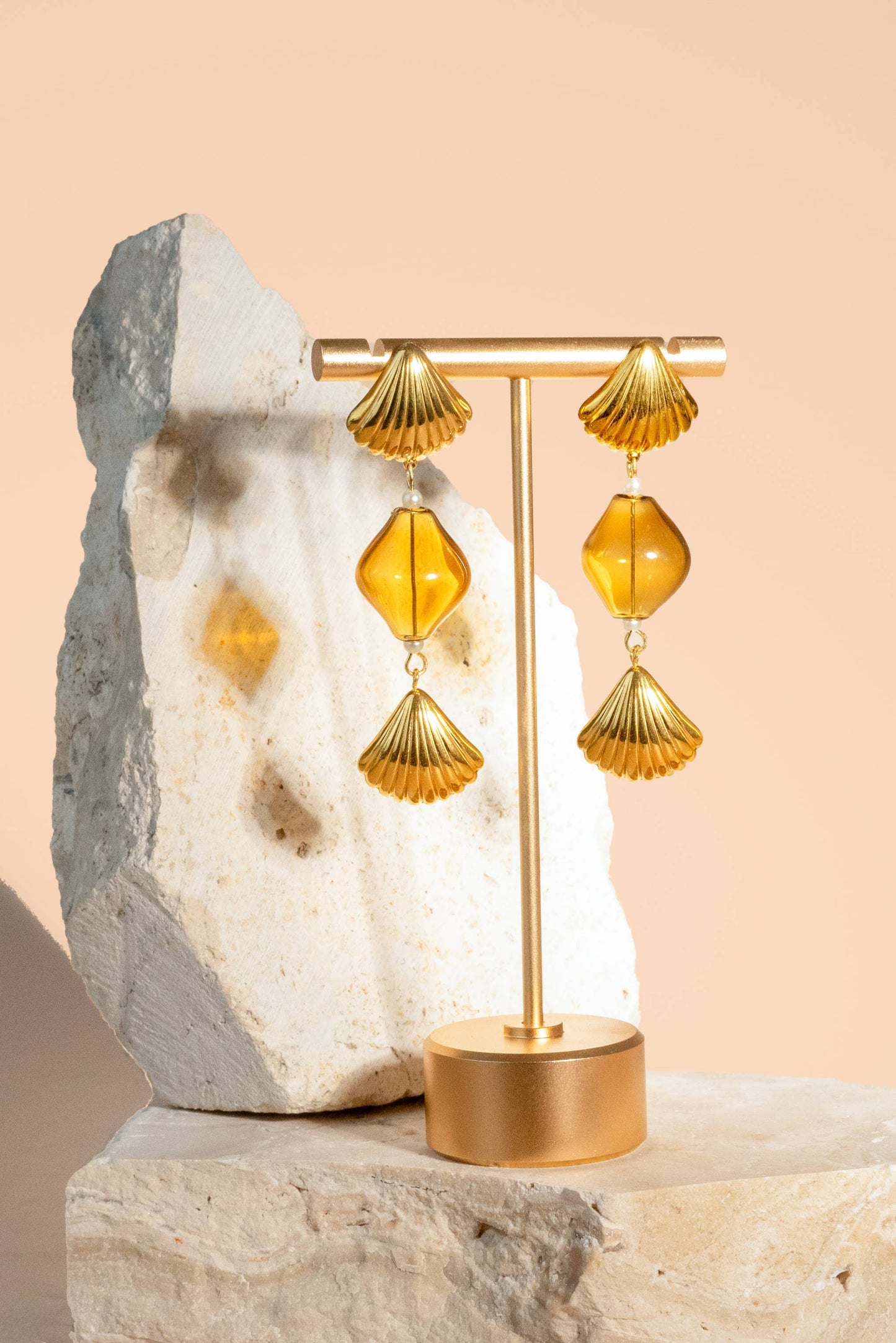 Under the Boardwalk Earrings - 18K Gold Plated: Green