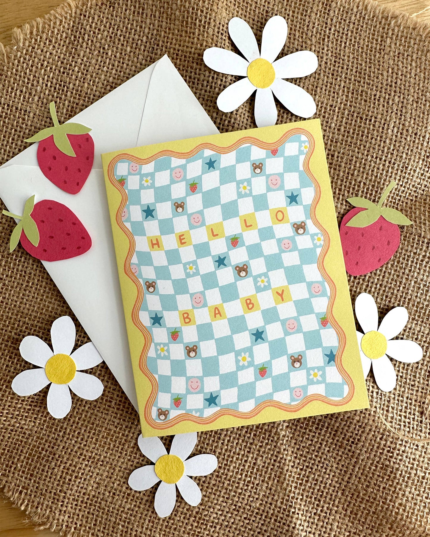 Checkered Blanket Baby Card