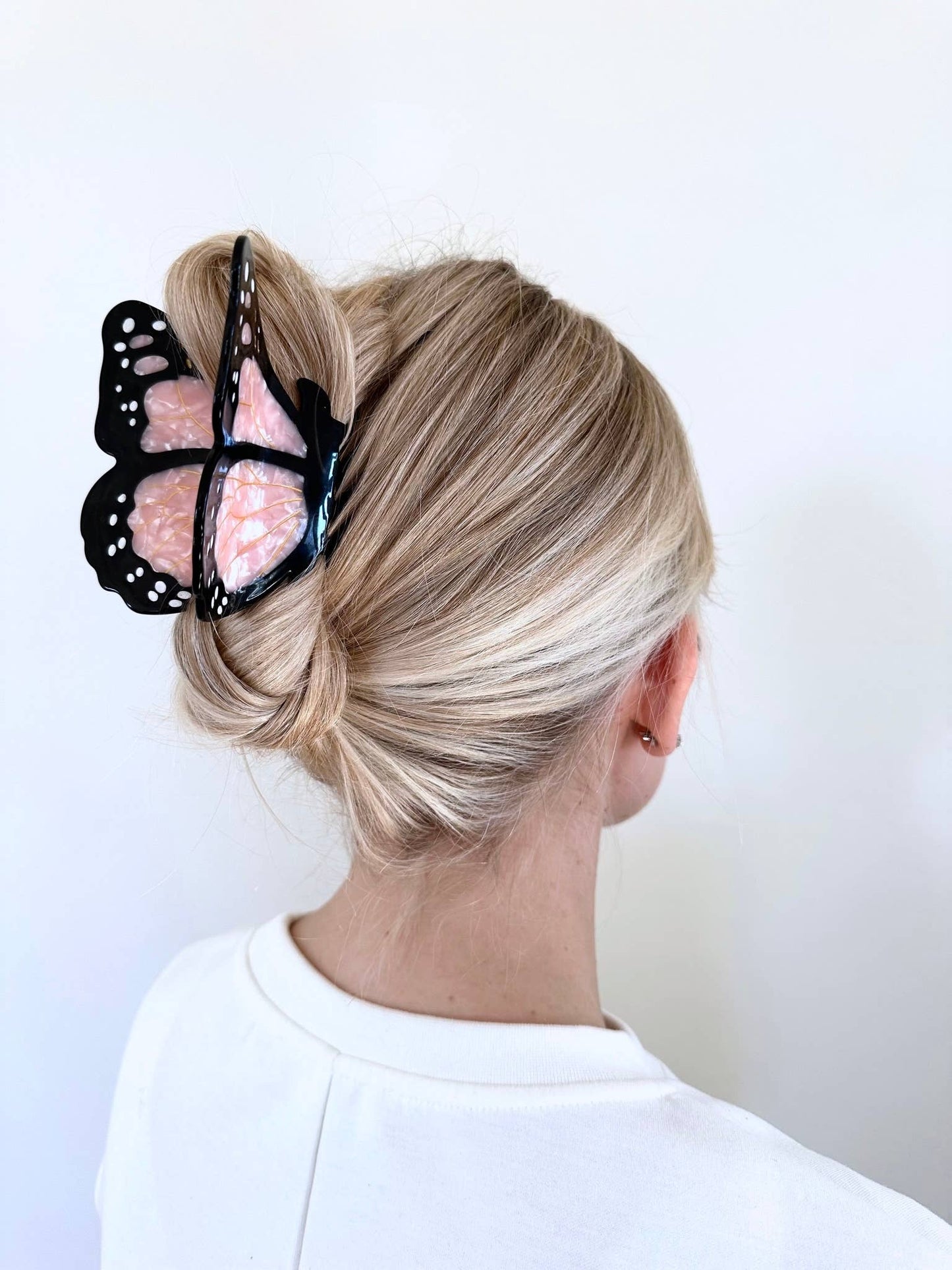 Hand-painted Monarch Butterfly Claw Hair Clip | Eco-Friendly: White