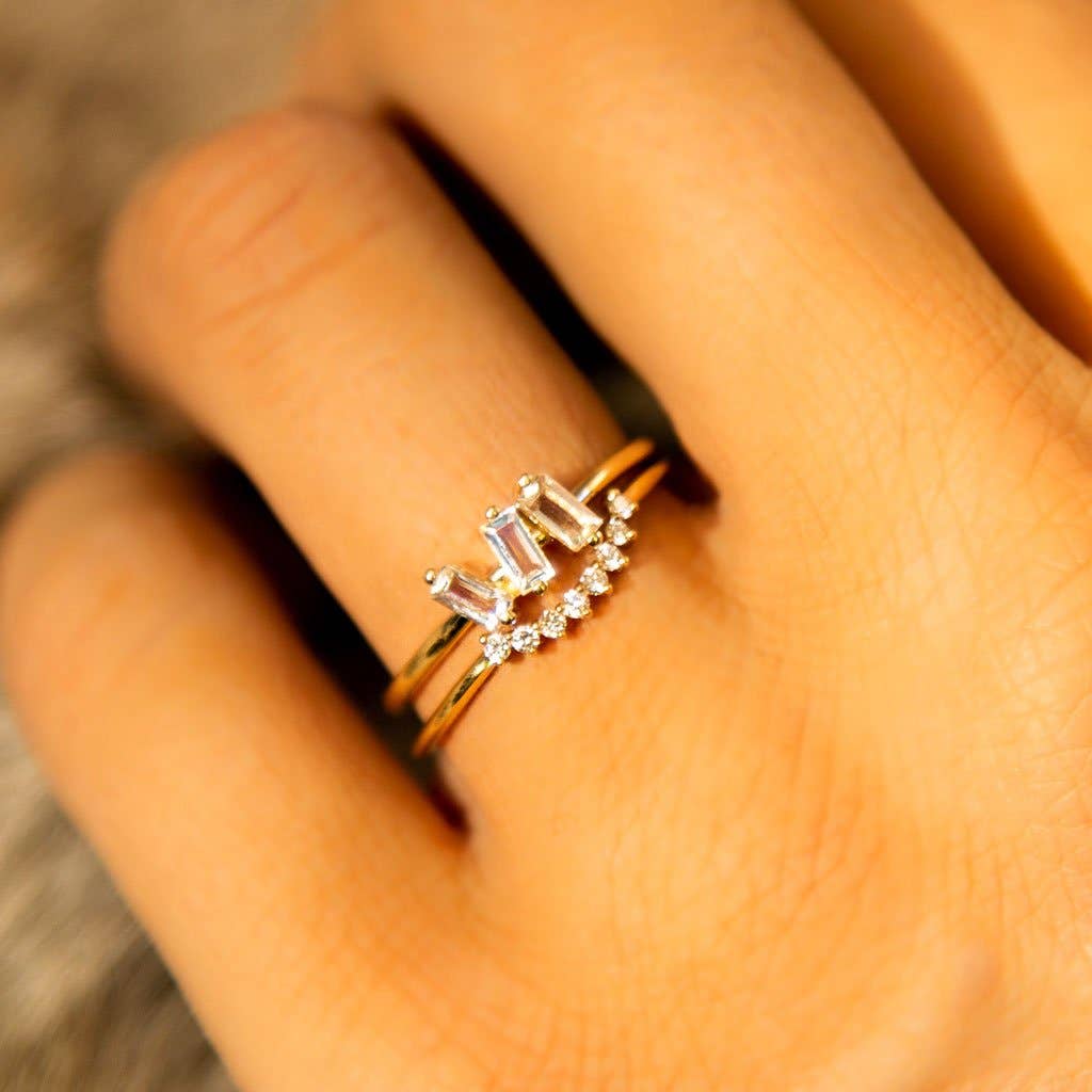 Solid Gold Yellow Gold Cascade Ring: 6