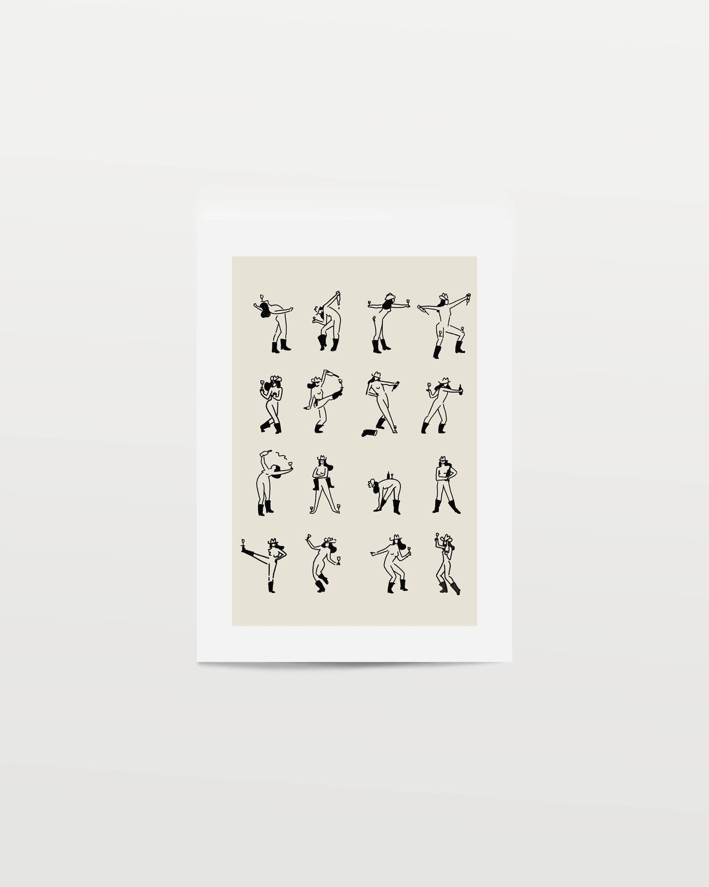 Wine Dancing Cowgirl Minimal Western Wall Art: Medium