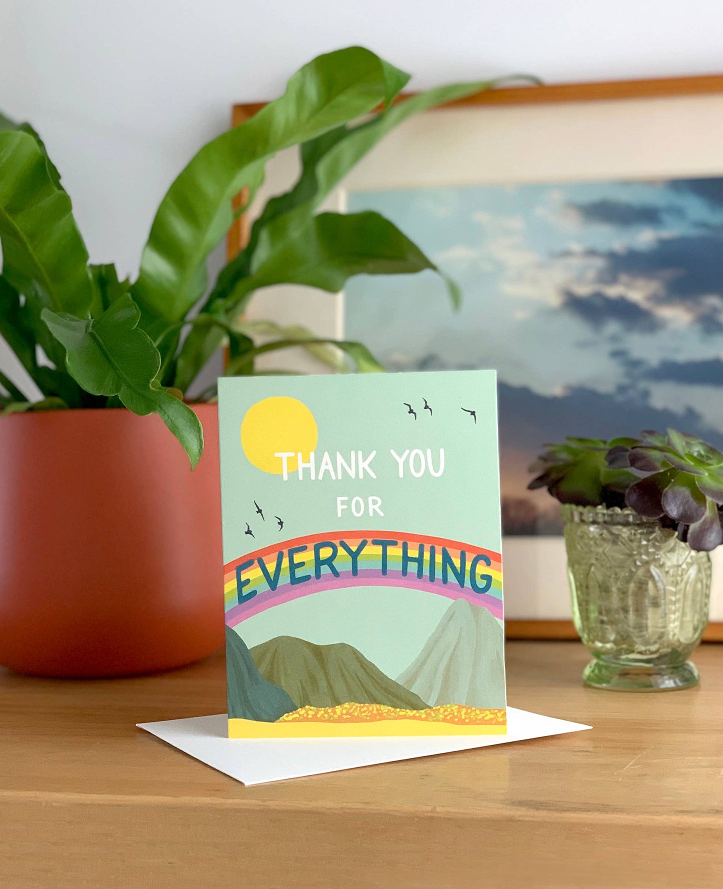 Rainbow Mountain Landscape Thank You Card