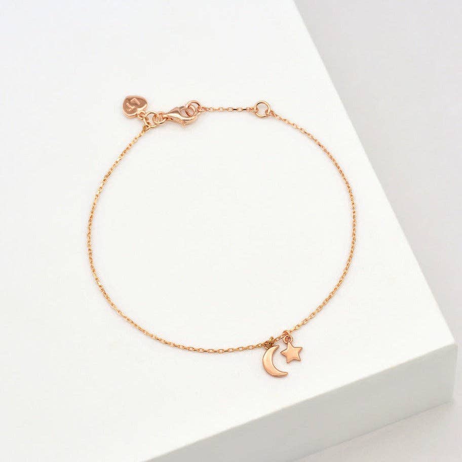Star & Moon Bracelet: Sterling Silver
