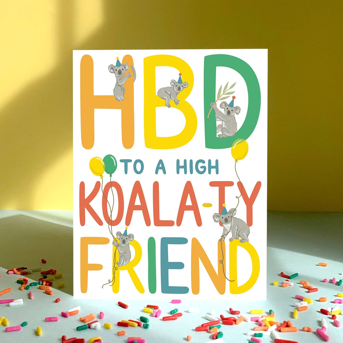 Kutie Koalas, Balloons and Party Hats Birthday Card