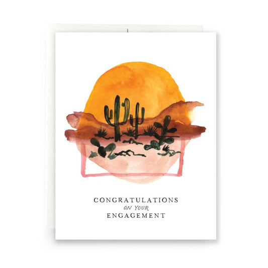 Abstract Cactus Engagement Greeting Card