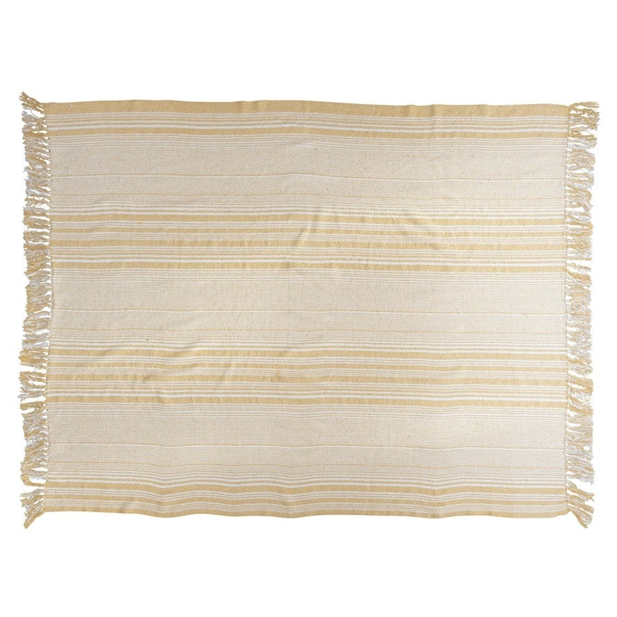 Yellow/White Stripe Woven Recycled Throw