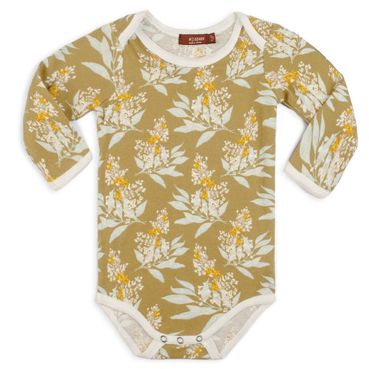 Gold Floral Long Sleeve One Piece