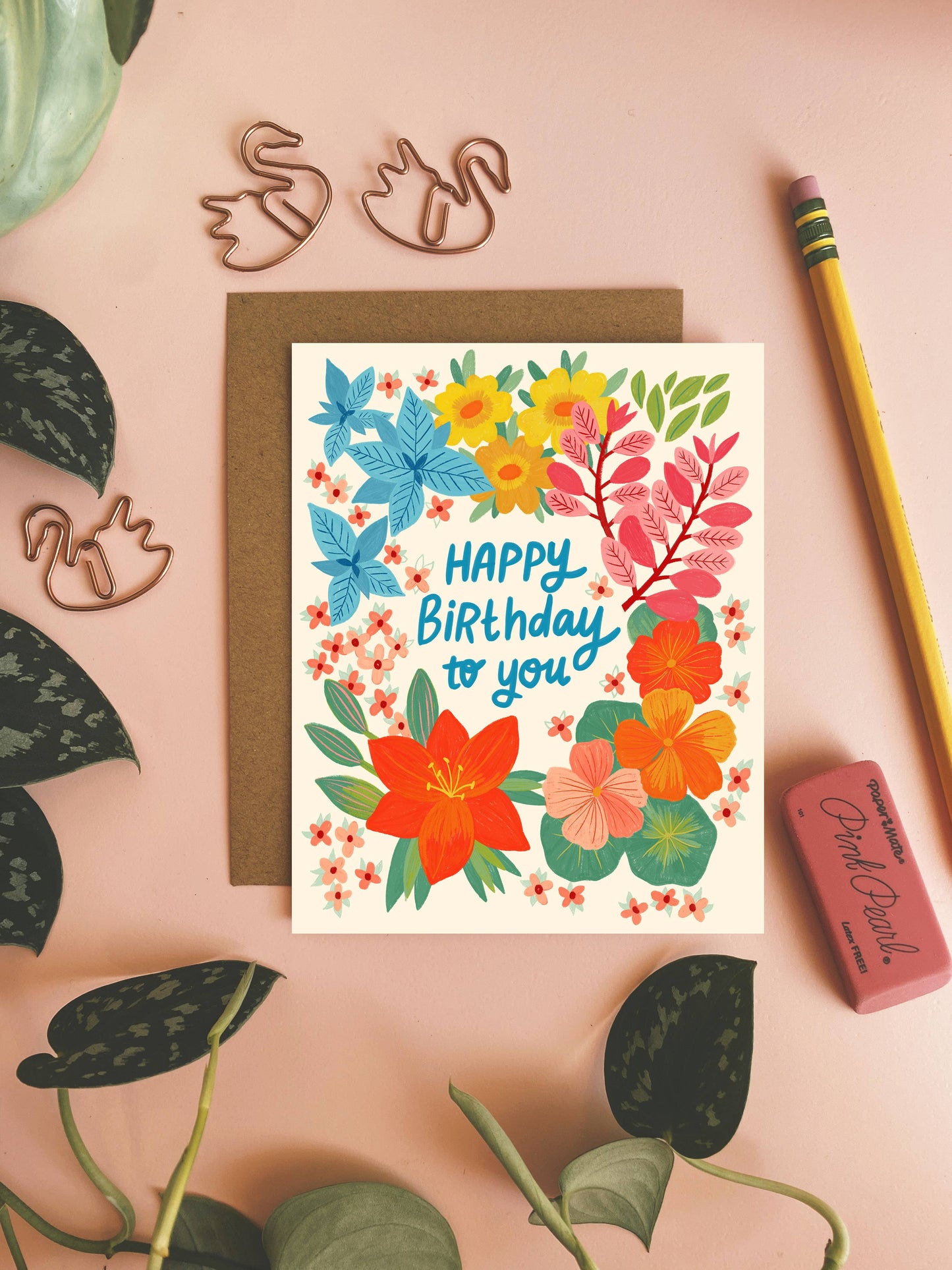 Happy Birthday to You Colorful Floral Greeting Card