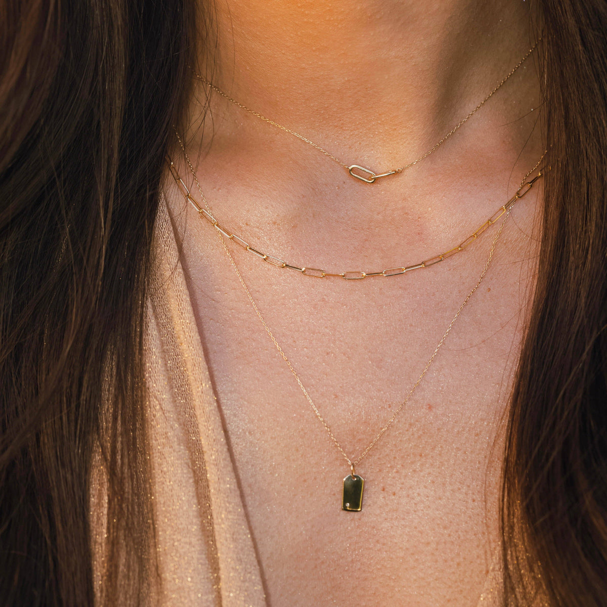 Diamond Rectangle Tag Necklace