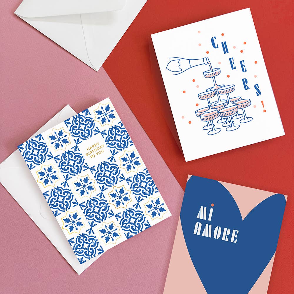 Bubbly Champagne Tower Cheers Card