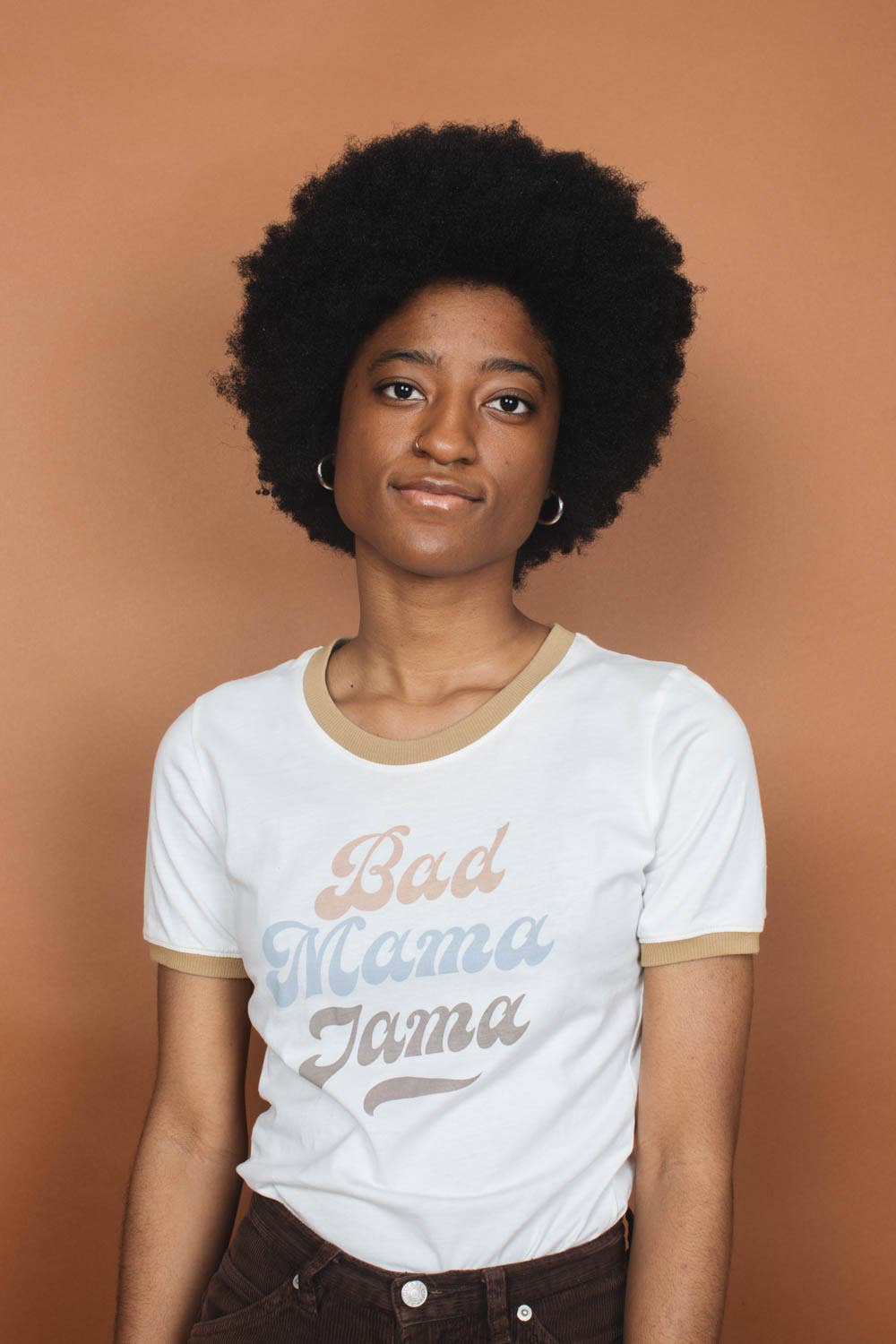 Bad Mama Jama Fitted Ringer Graphic T-shirt | M
