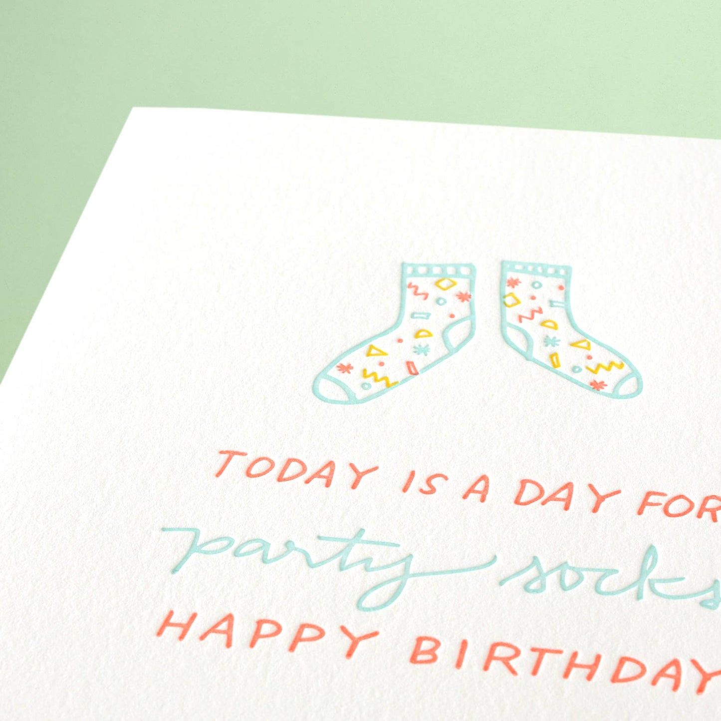 Party Socks Letterpress Birthday Card