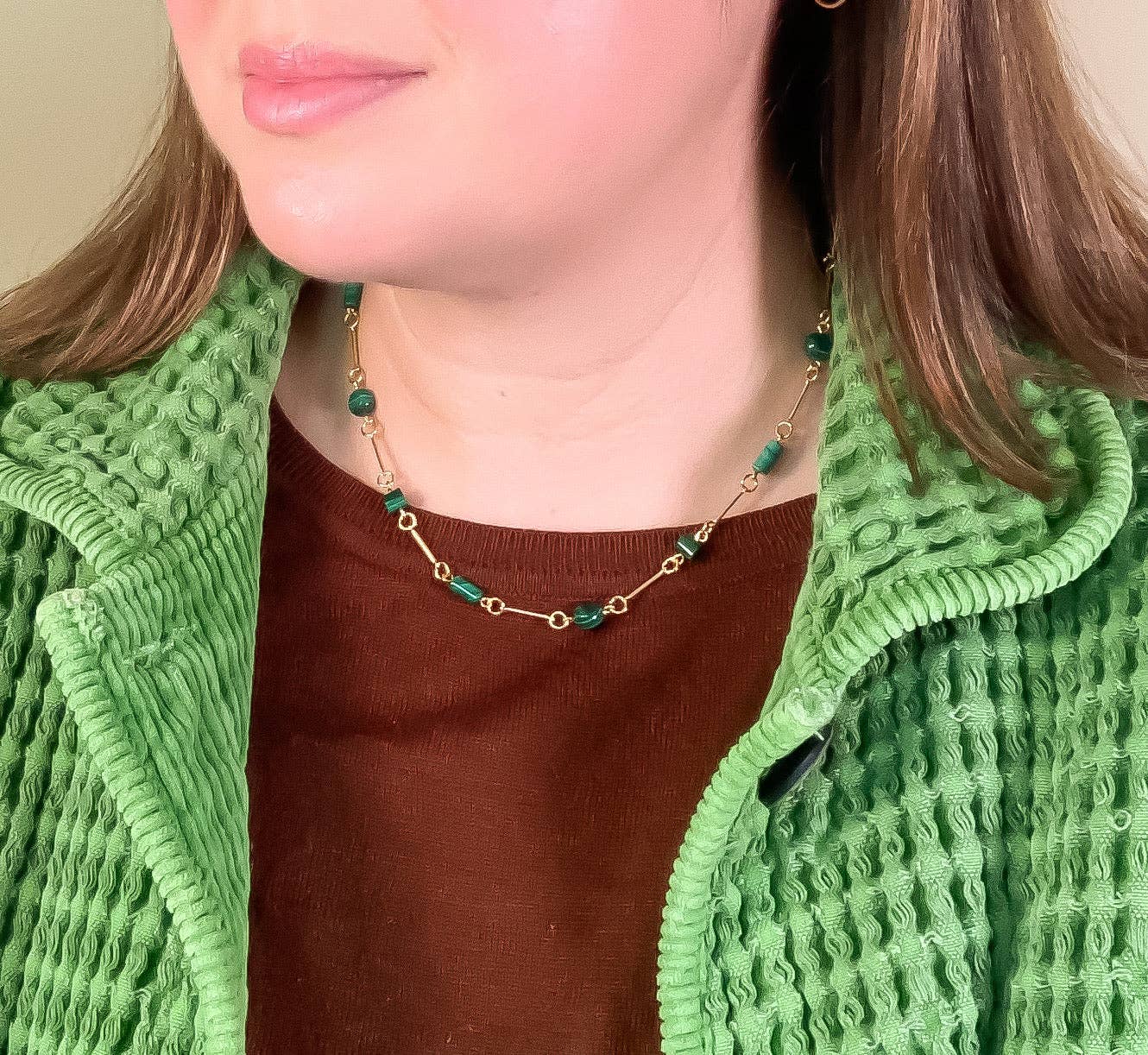 Malachite Composition Necklace: 16"
