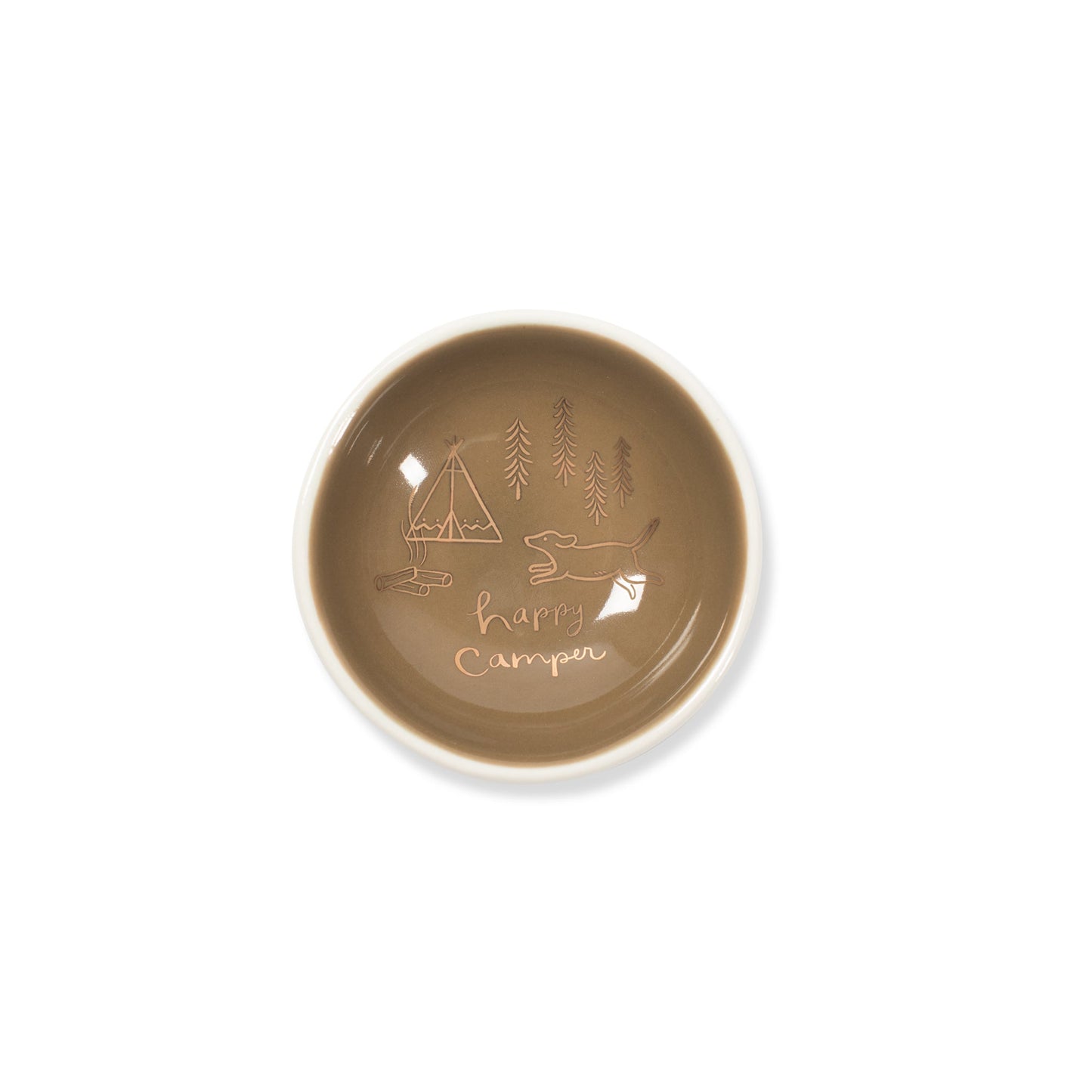 Dog Happy Camper Round Trinket Dish