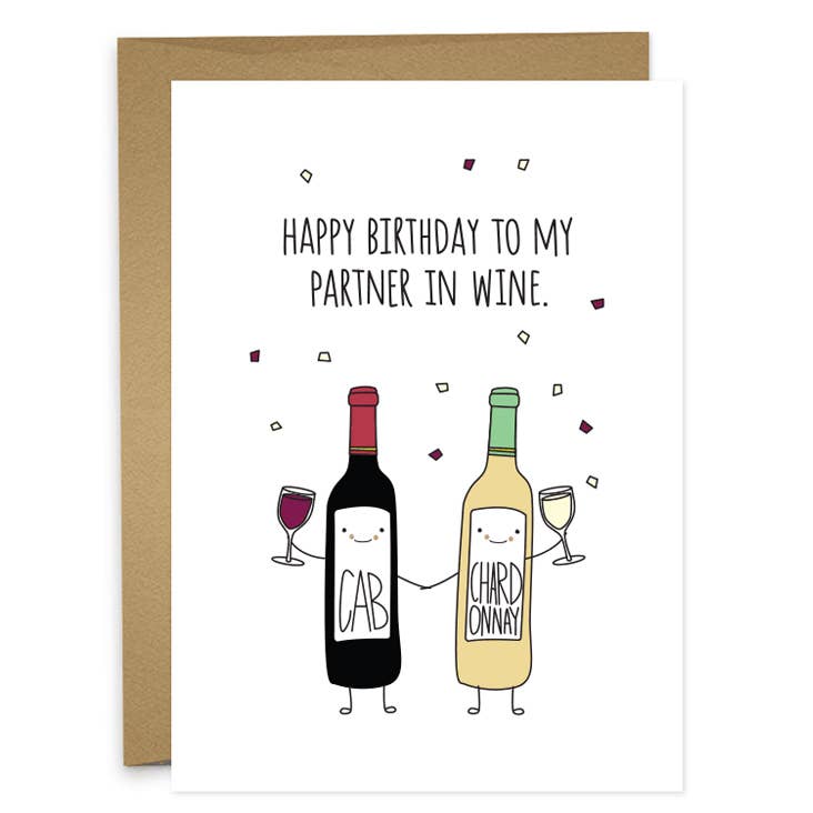Partner In Wine Birthday Card