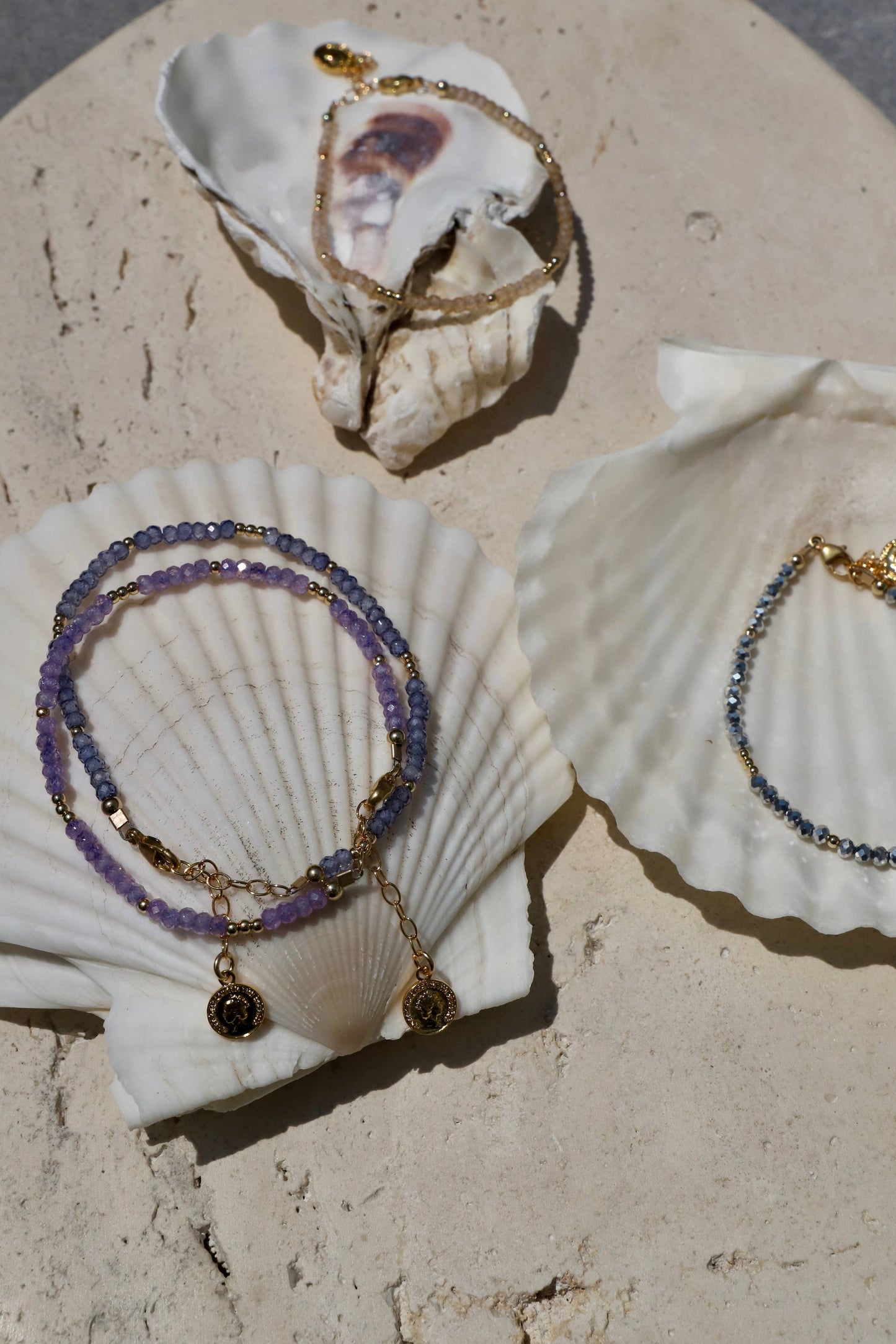 TANZANITE CZ BEADED BRACELET