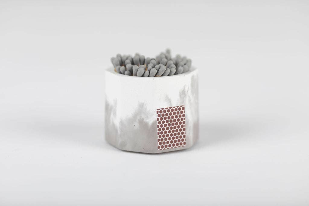 Grey & White Match Holder w/ Striker and Grey Matches