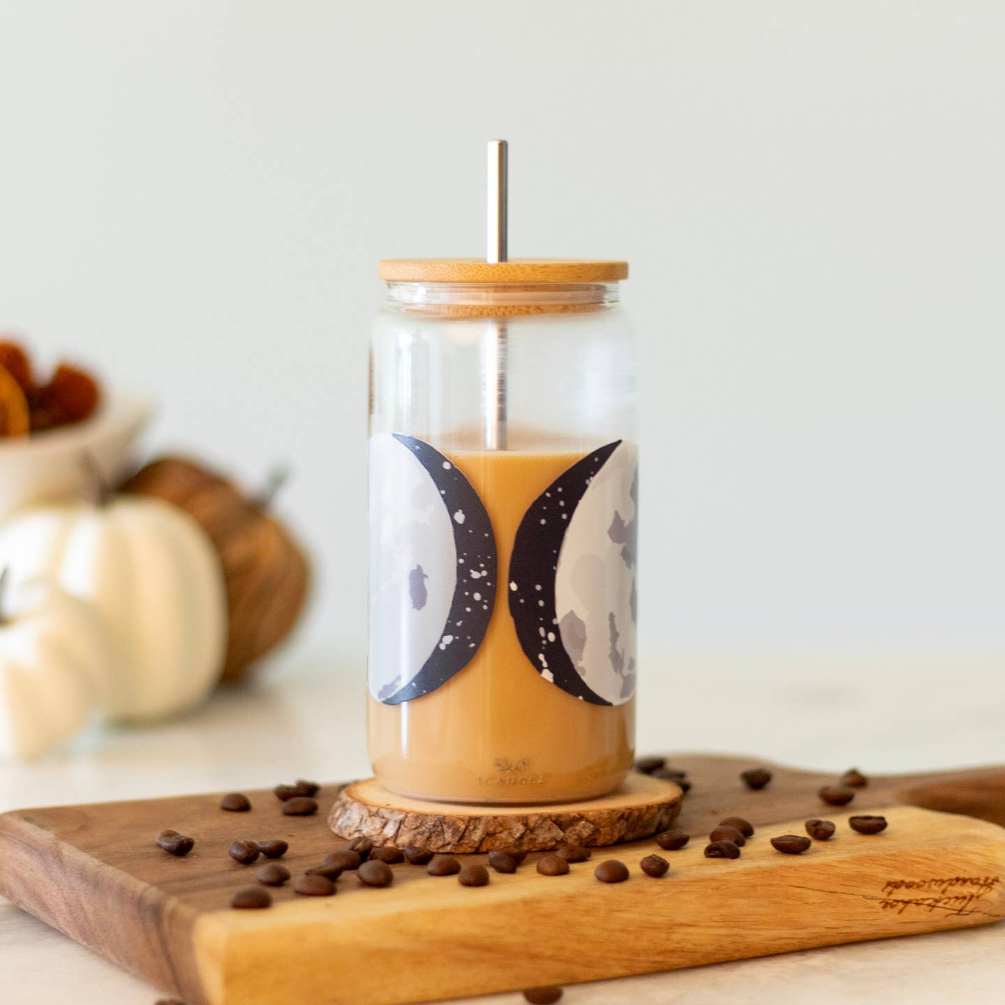 Moon Phases Glass Coffee Can