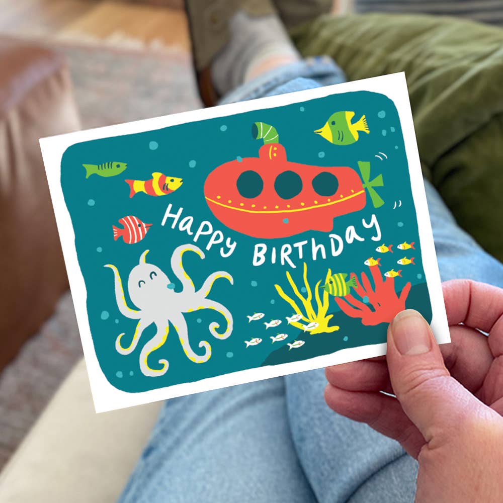 Submarine & Sea Birthday Card