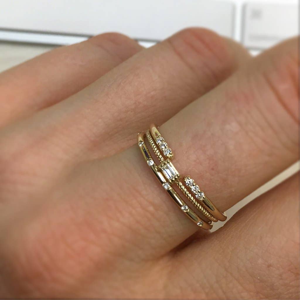 Solid Gold Open Diamond Talon Ring: 8