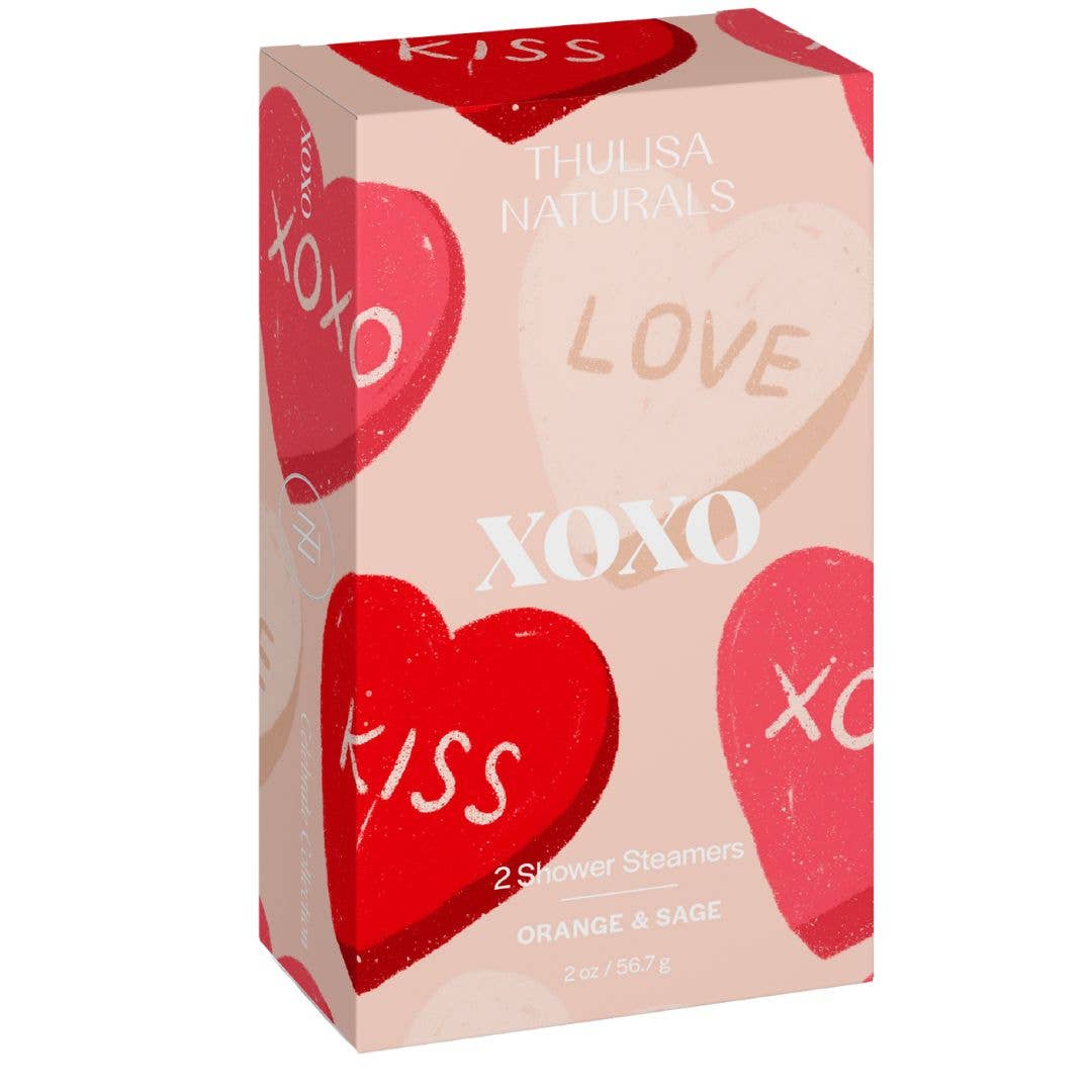Valentine's Day Gift Shower Steamers | Orange + Sage | 2 Pack Gift Set
