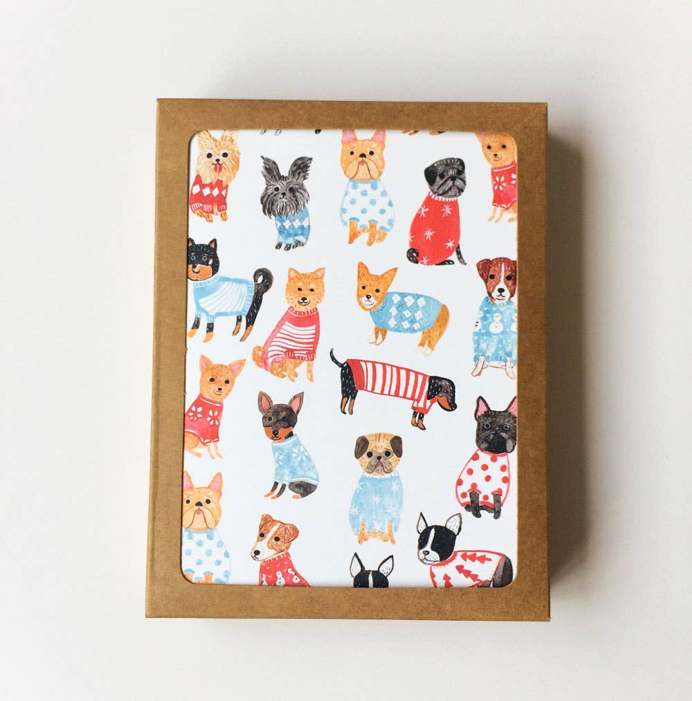 Dogs in Sweater Holiday Greeting Card: Single