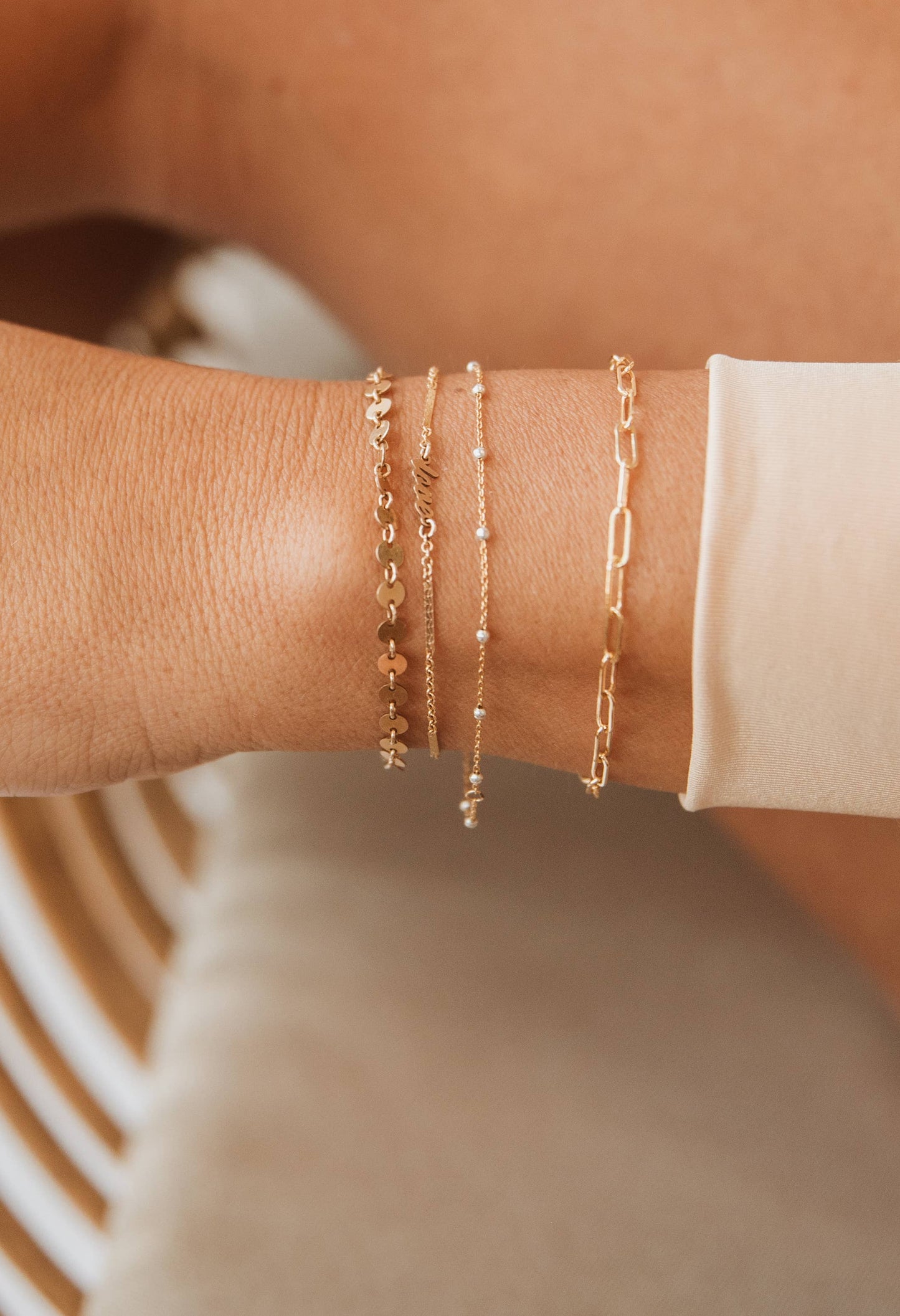 Luxe Sequin Disc Chain Bracelet Gold Filled