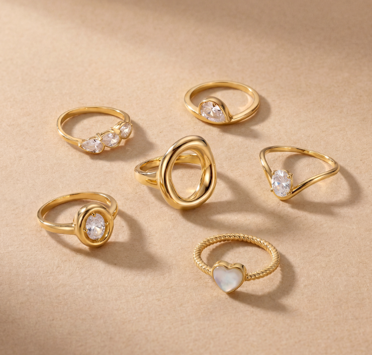Gold Ring - Cascade Pear - White CZ: 7