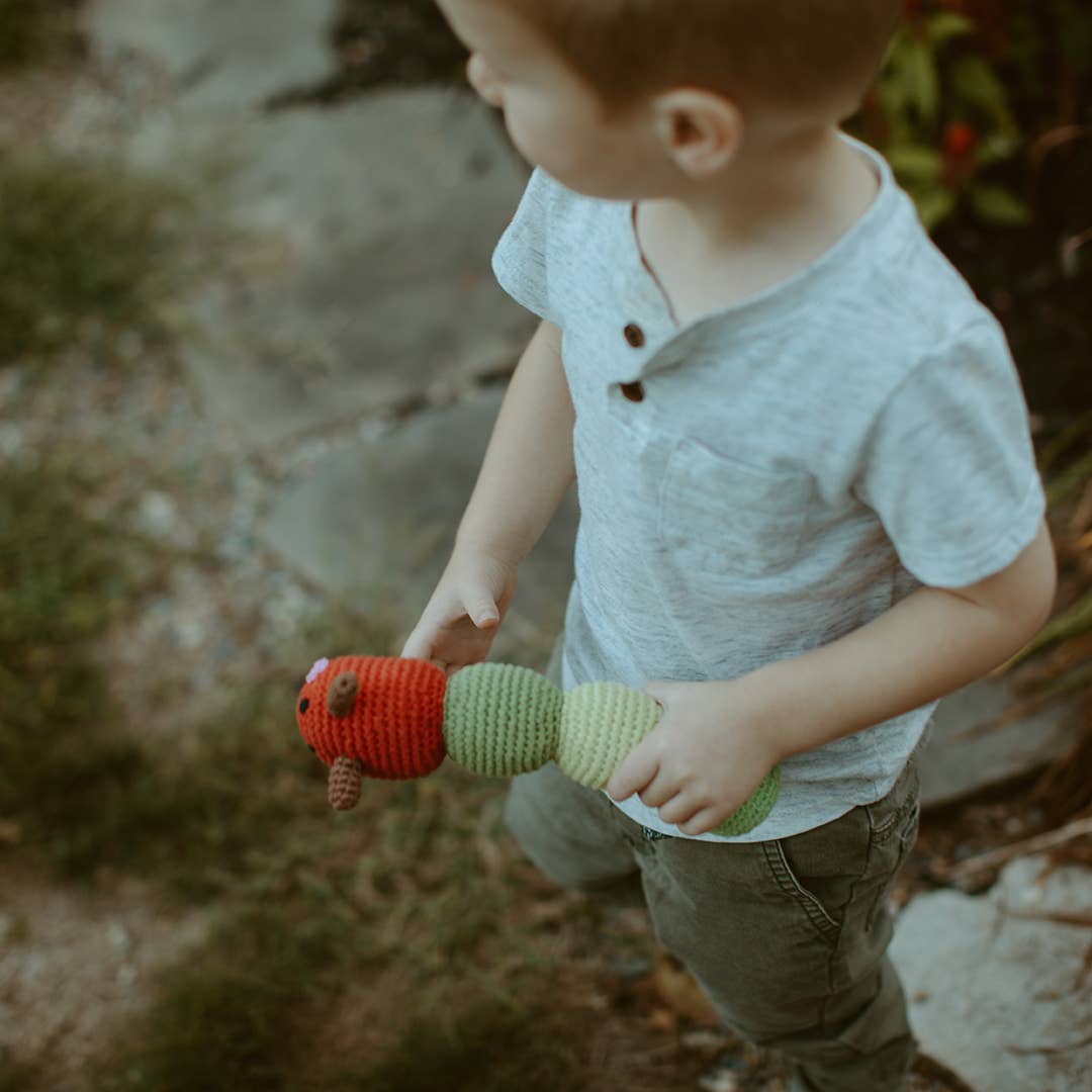 Red Caterpillar Garden Bug Rattle