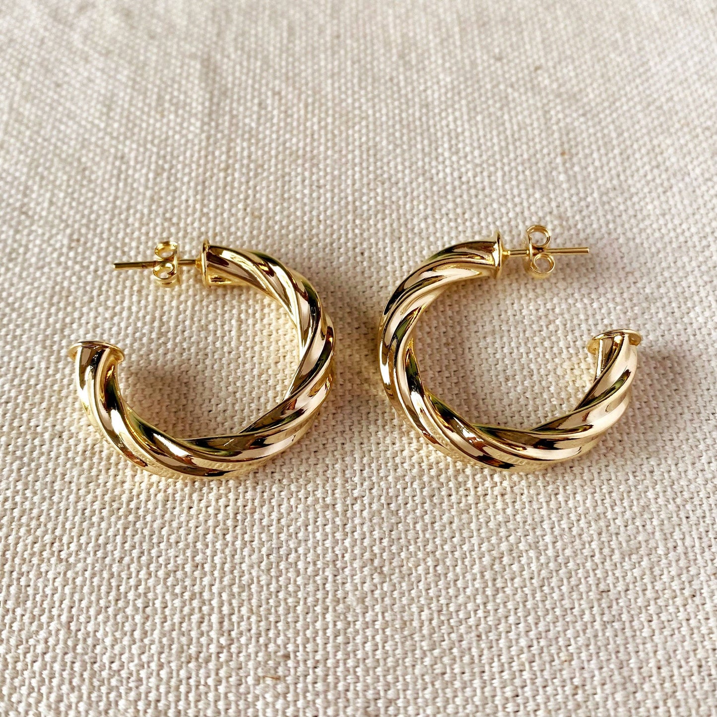 18k Gold Filled Twisted Half-Hoop Earrings | Large