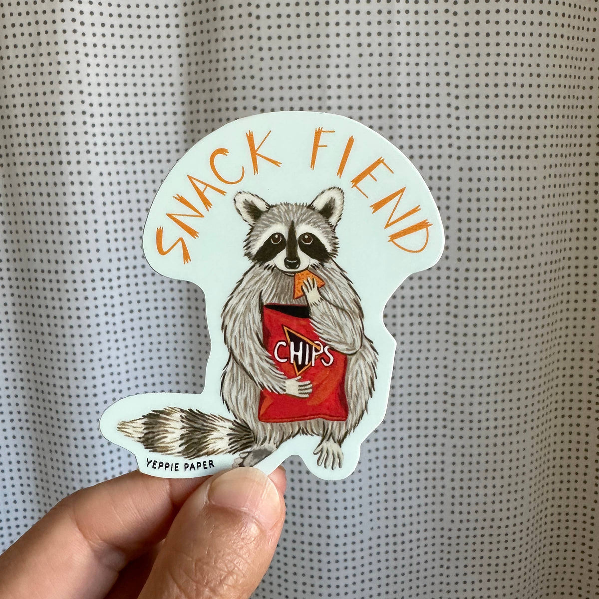 Snack Fiend Raccoon with Doritos Chips Sticker
