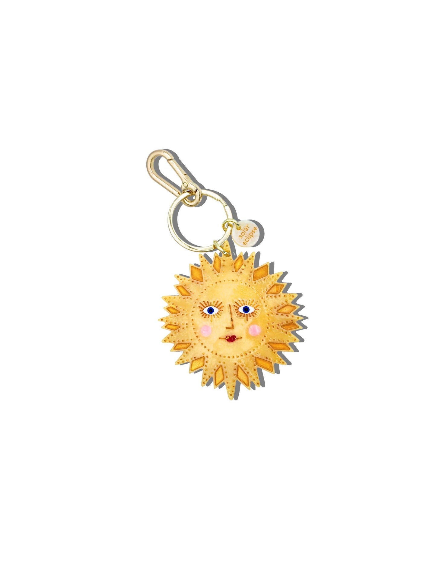 Hand-painted Celestial Sun Bag Charm + Keychain
