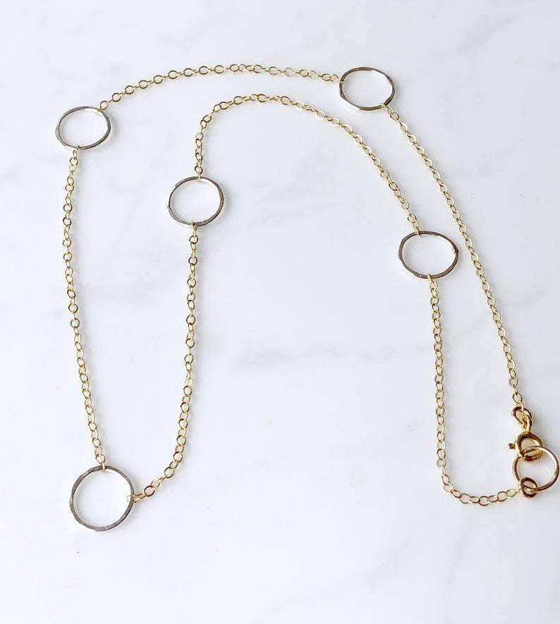 Mixed Metal Circle Necklace