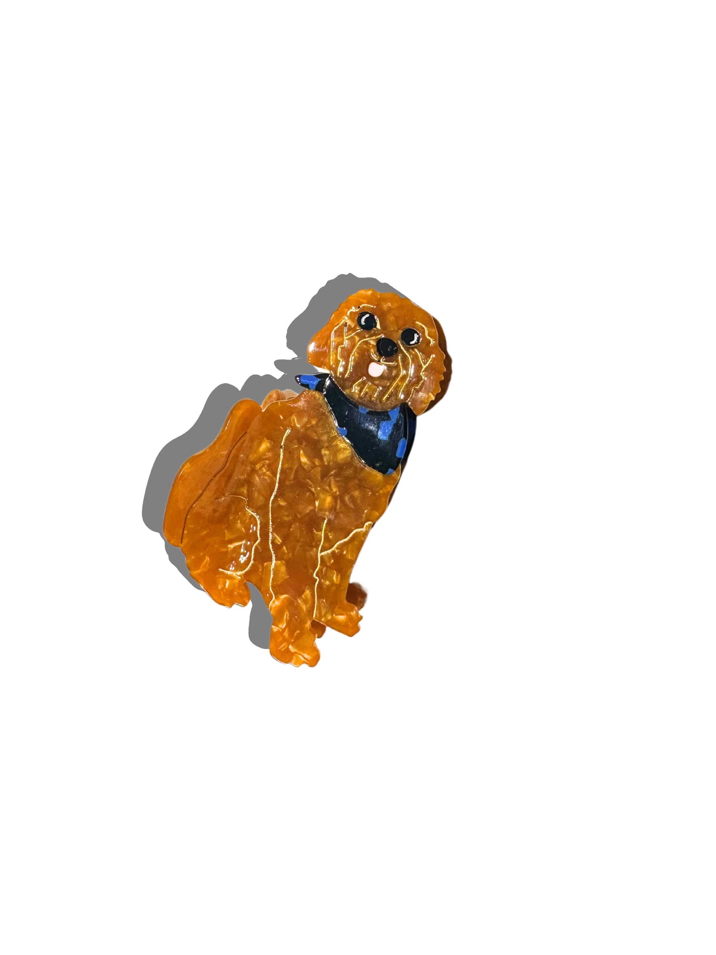Hand-painted Eco-Friendly Golden Doodle Dog Hair Claw Clip | Brown