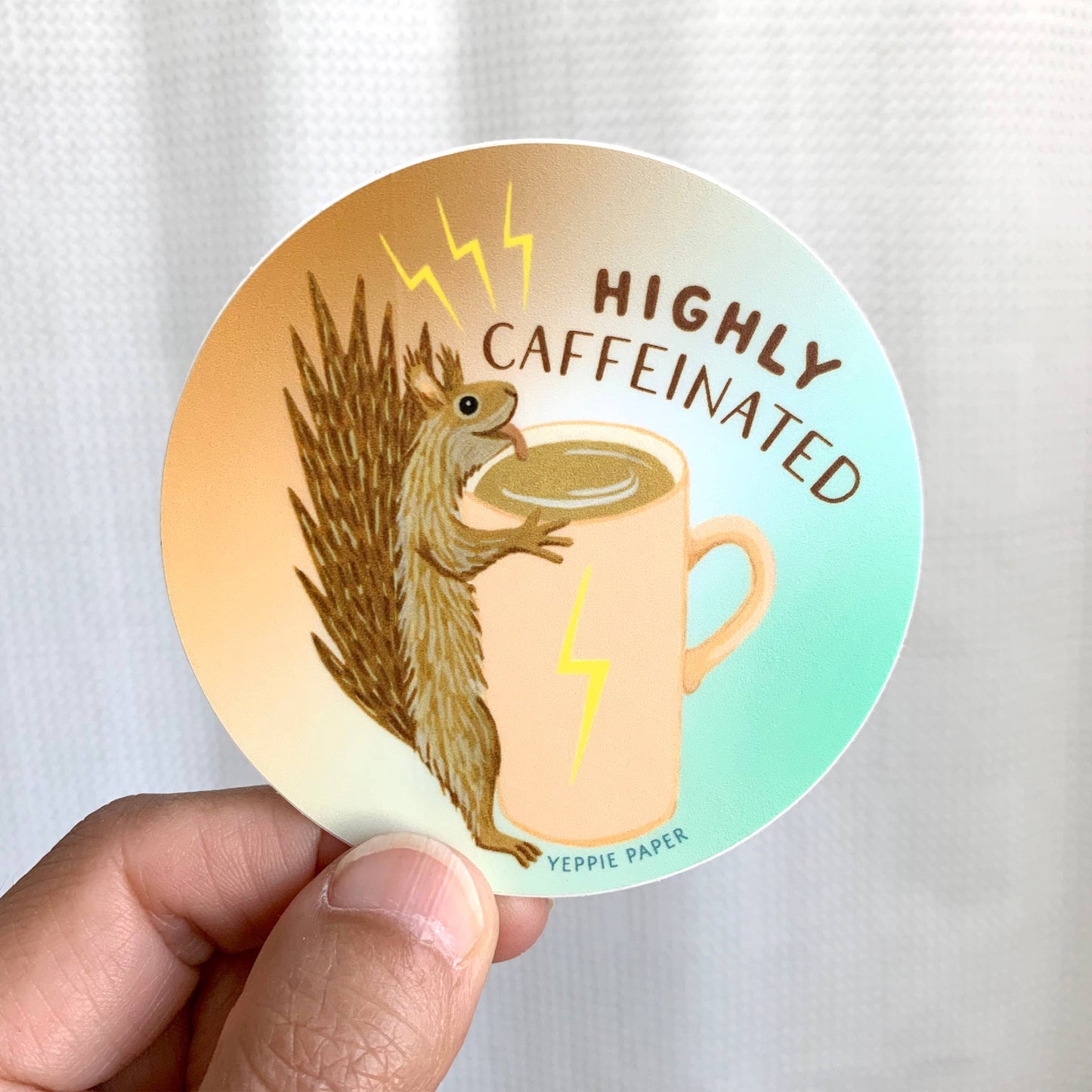 Caffeinated Squirrel Coffee Mug Sticker
