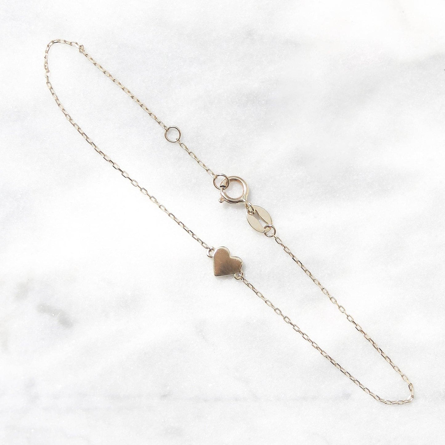 Solid Gold Lovers Heart Bracelet