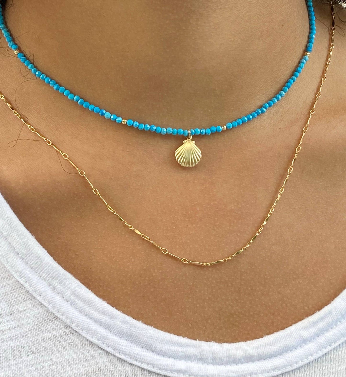 Turquoise Beach Seashell Charm Choker