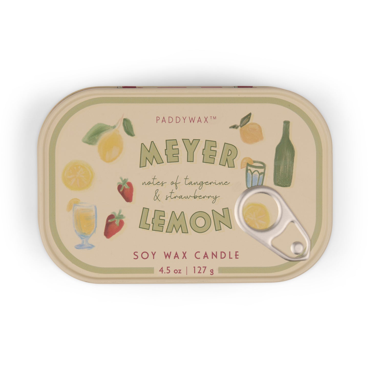 Paddywax Bistro 4.5 oz Printed Tin Candle | Meyer Lemon