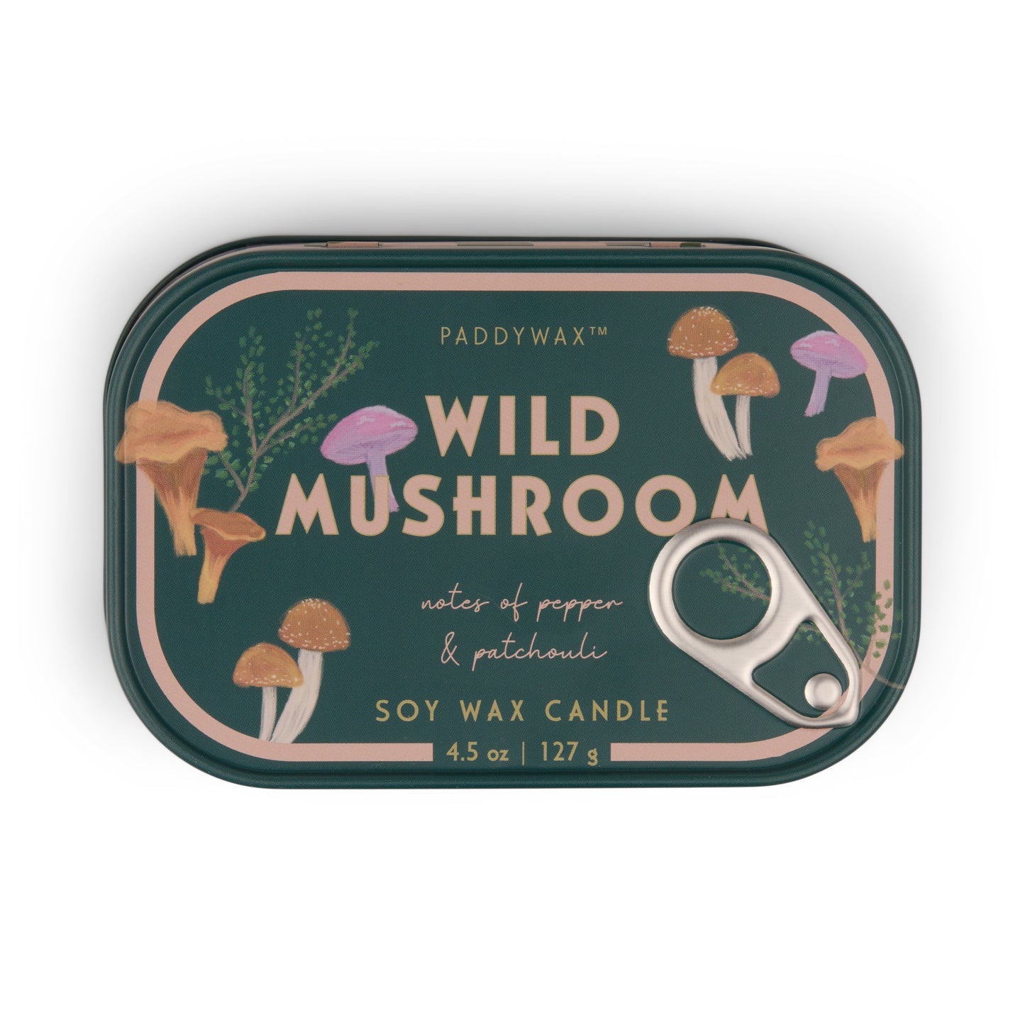 Paddywax Bistro 4.5 oz Printed Tin Candle | Wild Mushroom